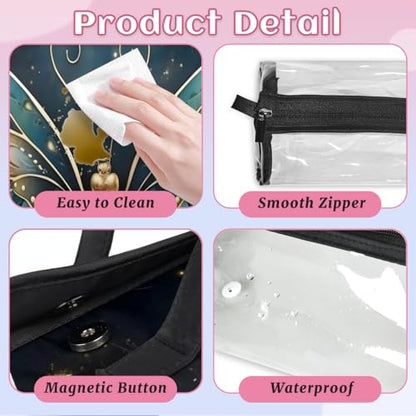 Boho Butterfly Hanging Roll Up Cosmetic Bag with 4 Removable Storage Bags Waterproof Foldable Toiletry Kit for Women - color: Multicolor 15