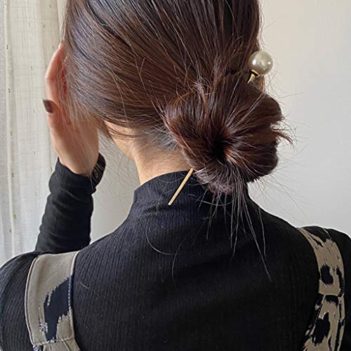 Hairpin Faux Pearl Hair Stick Fork Pin Retro Metal Chopstick Hairpin Bun Holder