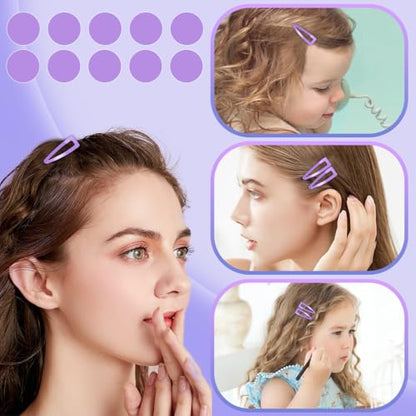 20 Pcs Snap Hair Clips for Women Snap Hair Barrettes Double Grip Hair Clips 3 Prong Clips for Hair Barrettes for Women Girls (Light purple) - color: Light purple