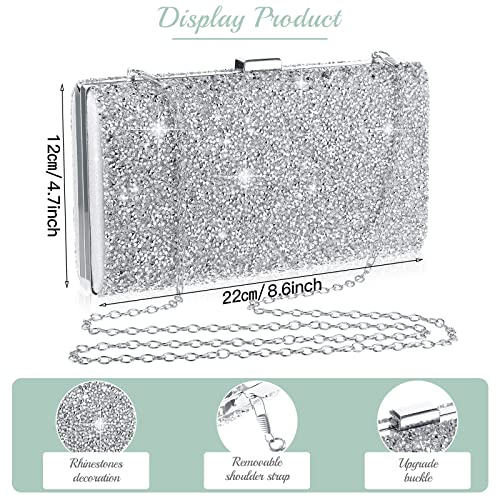 Mixweer 4 Pieces Clutch Purses Bag for Women Evening Rhinestone Jewelry Set Bling Necklace Earrings Bracelets Set for Wedding - style: Fresh Style