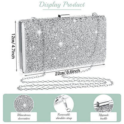 Mixweer 4 Pieces Clutch Purses Bag for Women Evening Rhinestone Jewelry Set Bling Necklace Earrings Bracelets Set for Wedding - style: Fresh Style