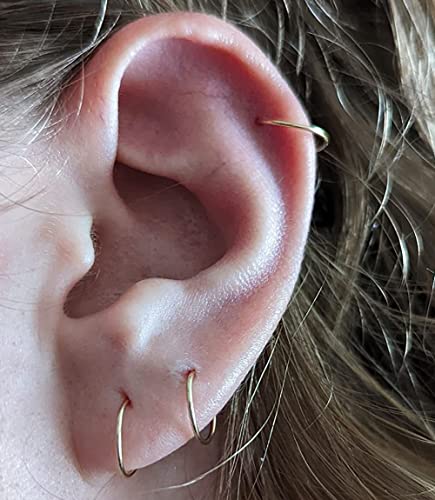 18g 20g 22g Nose Rings Hoops Silver Gold Hoop Nose Ring Surgical Steel Hypoallergenic Cartilage Hoop Earring Thin Helix Earring Hoops Tiny Small Lip Rings Piercing Jewelry 6mm 8mm 10mm - color: Gold 22g 8mm