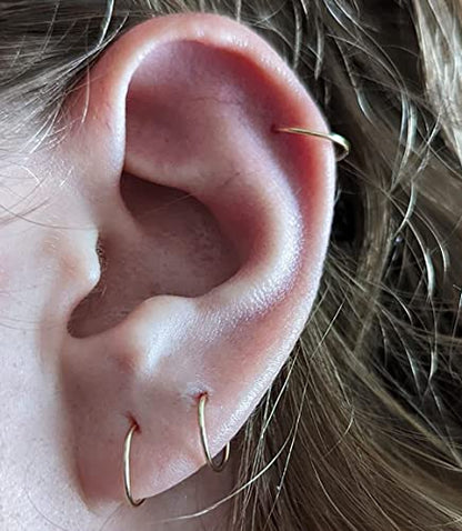 18g 20g 22g Nose Rings Hoops Silver Gold Hoop Nose Ring Surgical Steel Hypoallergenic Cartilage Hoop Earring Thin Helix Earring Hoops Tiny Small Lip Rings Piercing Jewelry 6mm 8mm 10mm - color: Silver 22g 8mm