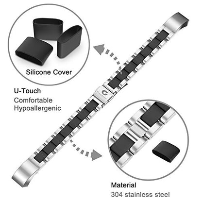 Compatible with Alta Bands Metal, Special Edition Replacement for Alta HR Stainless Steel Bands Adjustable Accessory Wristband Small Large for Alta Bracelet Women Men - color: A2-Silver-Black