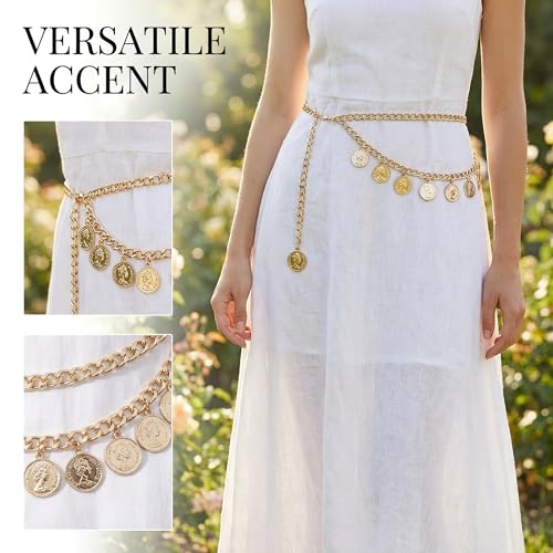 Waist Chain for Women - Silver Body Chain Crystal Body Jewelry, Stylish Adjustable Belt for Summer Beach Bikini Rave Festival Outfit Accessories - color: Gold-2