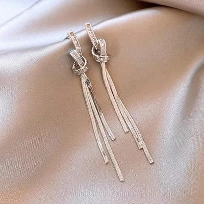 Gold Long Dangle Drop Earrings for Woman,Punk Sleek Metal Chain Tassel Earrings 70s/80s Disco Outfits Accessories Jewelry - color: 6:Silver