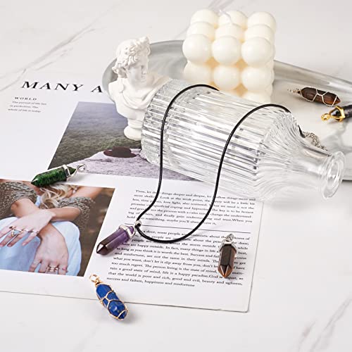 20pcs Mixed Gemstone Bullet & Hexagonal Chakra Crystal Pendants for Jewelry Making - color: 3-Mixed Color-Bullet with Wire Wrapped