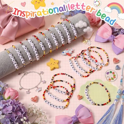 Liliaafar 20 Pcs Inspirational Friendship Bracelets Bulk Adjustable Motivational Beaded Bracelets for Back to School Teacher Gifts Classroom Party Favors - style: Cartoon Story Seed Bead