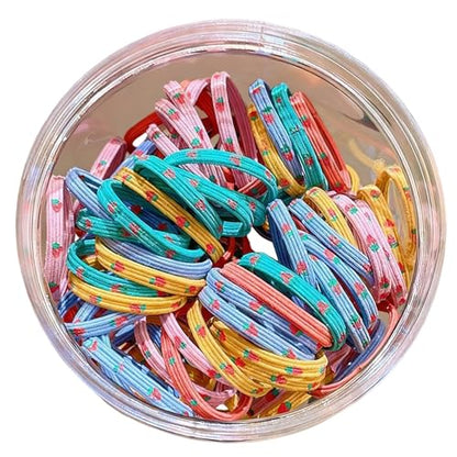 Colorful Hair Rings For Women High Flexibility Braided Ponytail Rings Sport Ready Mixed Hues Mixed Hair Elastics Set - color: strawberry