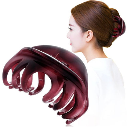 4" Large Hair Claw Clip-Acrylic Strong Holding Power Hair Clips Hairgrip for Women and Girls Hair Barrettes for For Thick Hair (C-Wine Red) - color: C-Wine Red