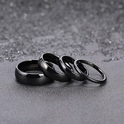 TRUMIUM 2mm 4mm 6mm 8mm Black Tungsten Ring for Men Women Wedding Band Domed High Polish Comfort Fit 4-15 - color: 2mm Black