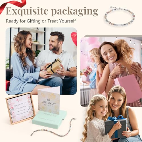 Womens Boho Adjustable Stackable Beaded Bracelets for Women Teen Girls Stainless Steel Natural Stone Link Bracelets for Women Non Tarnish Waterproof Handmade Bead Bracelet for Women Best Friend Bestie Mother Daughter Sister Gifts for Happy Birthday Grad G