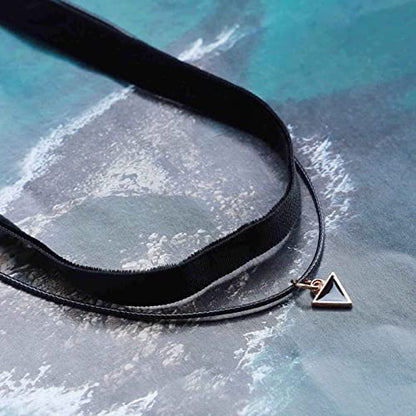 Fesciory Black Necklaces for Women, Adjustable Layered Velvet Leather Lace Collar Necklace, Goth Jewelry Gifts. - color: Double Layer Triangle1