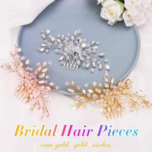Crystal Bride Wedding Hair Comb Silver Rhinestone Bridal Hair Pieces Clip Hair Accessories for Women and Girls (A-silver) | Silver Bride Hair Clip Crystal Bridal Hair Piece Accessories - color: A-silver