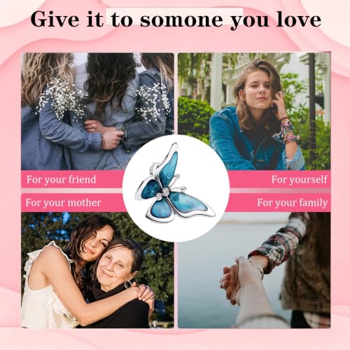 925 Sterling Silver Charms Pendants Mom Heart Dog koi fish Sea Turtle Football Charms for bracelet Pendants Beads Mom Sister Wife Family, Friends, Birthday gifts - style: Blue butterfly Bead