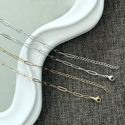 Exway 10 Pcs Paperclip Charm Bracelets Chain 6.5 Inch Stainless Steel Gold Chain Bracelets Kit with Lobster Clasps for Crafts DIY Women Jewelry Making - color: gold style B, size: 6.5in