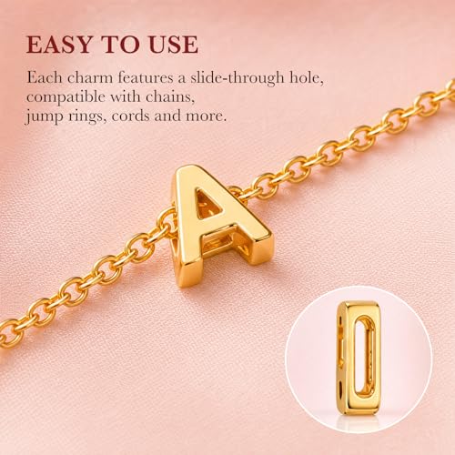 26Pcs 18K Gold Filled A-Z Alphabet Letters Charms for Jewelry Making, Initial A-Z Alphabet Charm Pendant Beads, Slide Glitter Pendants for Women DIY Bracelet Necklace Earrings Choker Making - color: Style C