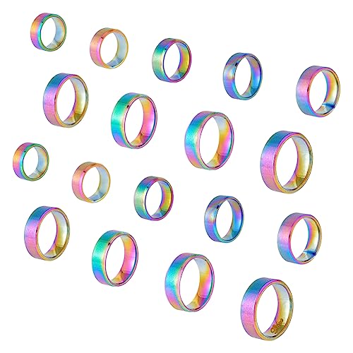 UNICRAFTALE Stainless Steel Classical Plain Stackable Wedding Band Ring Blank Wedding Ring Cool Simple Band For Women and Men Gifts for Special Occasions - color: Rainbow