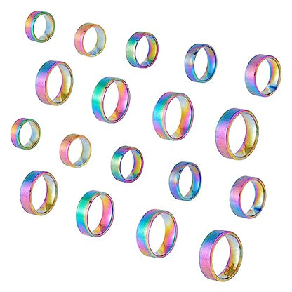 UNICRAFTALE Stainless Steel Classical Plain Stackable Wedding Band Ring Blank Wedding Ring Cool Simple Band For Women and Men Gifts for Special Occasions - color: Rainbow