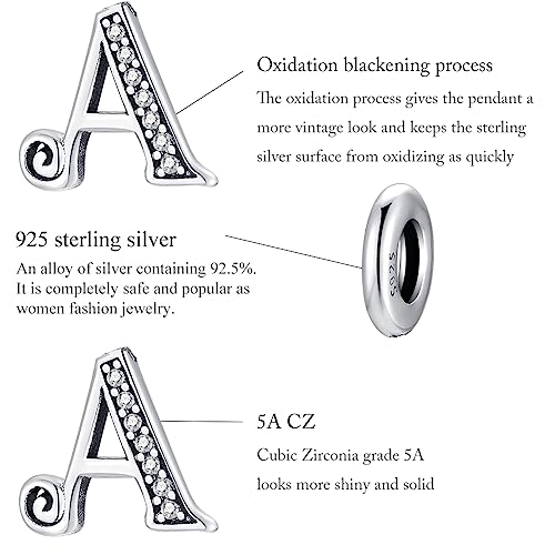 BETTY&SARAH 925 Sterling Silver Letter Charms for Bracelets and Necklace Alphabet Initial Pendant Jewelry Gift for Women - color: Pendant X