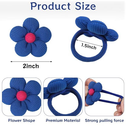 CÉLLOT 10PCS Flower Hair Ties,4cm in Diameter Seamless Nylon Bands, Normal Ponytail Holders for Girls,Teens and Women - color: 10pcs-B