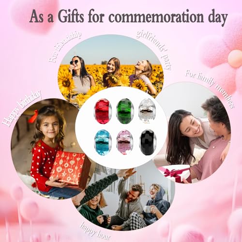 MICOO 925 Sterling Silver Charms for Bracelets,Fashion DIY Dangle Pendants Beads Simulated Birthstone Charms,Birthday Gifts for Women - color: 6 styles charms4