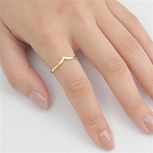 CHOOSE YOUR COLOR Sterling Silver Chevron Thumb Ring - color: Yellow Gold-Tone