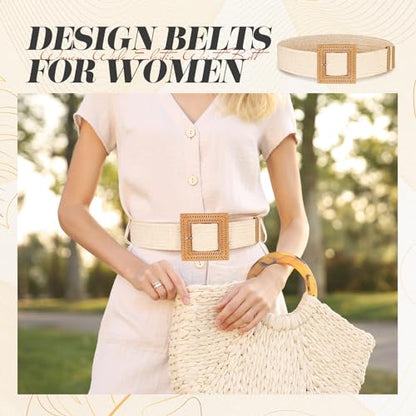 Syhood Woven Belt Dress - color: Black, Black White, Beige, size: Fit Waist Size Below 36''