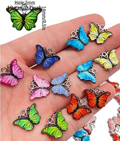 Zhiheng 50 Pack Alloy Butterfly Charms Monarch Butterfly Enamel Pendant Beads for Jewelry Making DIY Earring Necklace Bracelets Accessories Wine Charms - color: Skyblue