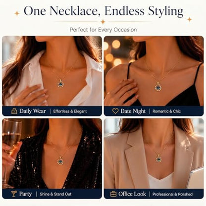 1PC Moon Gemstone Pendant Necklace, Sun-Inspired Design – Elegant Night Sky Jewelry for Women, Gold-Tone Necklace for Various Occasions (Star)