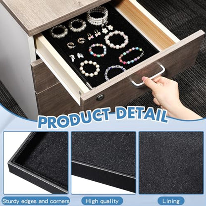Quelay Stackable Jewelry Tray Jewelry Organizer Tray Showcase Display Empty Plate Bracelet Ring Earring Organizer - color: Black
