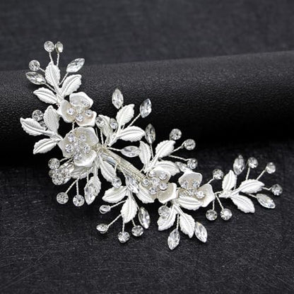 Bridal Hair Accessories Silver Wedding Hair Duckbill Clip for Brides, Handmade Rhinestone Hair Vine Wedding Head Pieces for Women and Bridesmaids Flower Girls - color: Silver