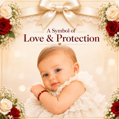 Baby Crystals Personalized Red Bracelet for Protection –Baby Jewelry for Girls | 14K Gold-Plated or Sterling Silver Initial Charm Bracelet | Baptism, Birthday Gifts - style: Red Single