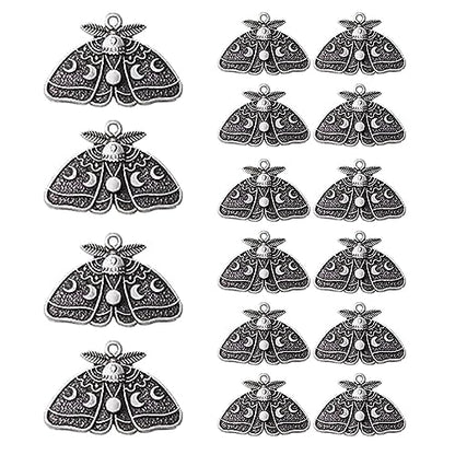 20pcs Moth Gothic Pendant, Moon Star Charm Witch Jewelry Vintage Alloy Animal Halloween Charm for Jewelry Making DIY Bracelet Necklace Earrings Crafts Bulk Jewelry Accessories