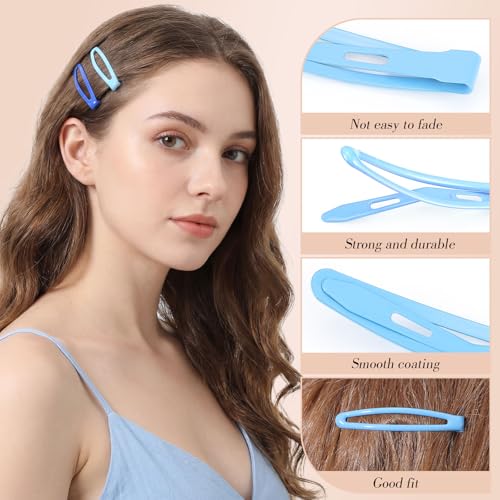 obeoby 40Pcs 2.36In Metal Snap Hair Clips No-slip Barrettes for Women Girls - color: Blue