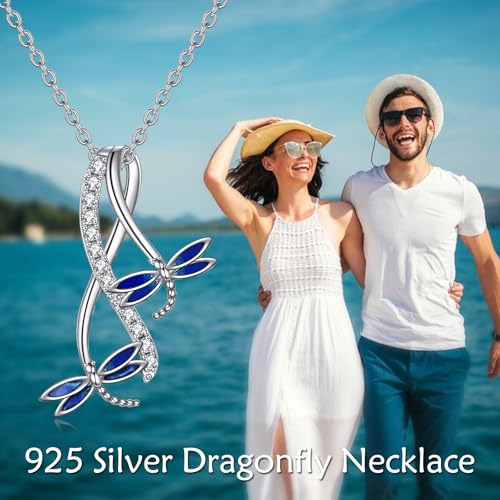 POPLYKE Cross Necklace for Women 925 Sterling Silver Cross Pendant Necklace Animal Jewelry Christmas Gifts for Women Mother Grandma - style: Dragonfly-1