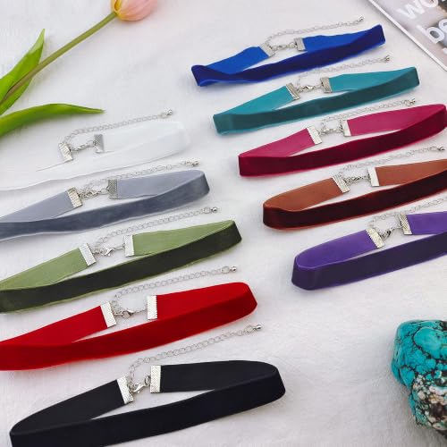 Velvet Choker Necklace for Women Goth Halloween Y2K Ribbon Collar Set - color: Colorful-0.6''-20pcs