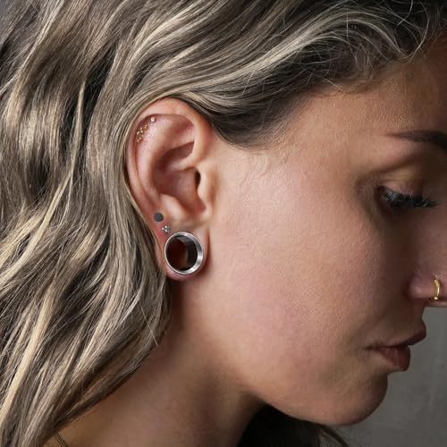 LADEMAYH 3 Pairs 316L Surgical Stainless Steel Tunnels Gauges for Ears, 2g-1inch, Hypoallergenic Double Flared Ear Plugs Gauges Earrings Body Piercing Jewelry for Women & Mens - size: 00g(10mm)