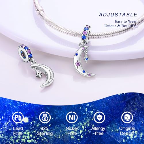 925 Sterling Silver Charms Bead for Bracelets Necklaces, Star Moon Crescent Sun Solar Pendent, Blue Ocean Starfish Shells Turtle Crab Starry Sea Cute Jewelry Birthday Gifts for Women Men - style: Crescent
