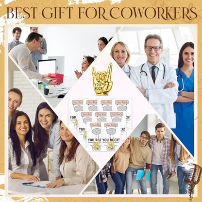 You Rock Enamel Pins Employee Appreciation Gifts Bulk You Rock Gifts for Coworkers Office Staff Work Team Teacher Funny Employee of The Month Lapel Pin Thank Cards Bags - style: Gesture