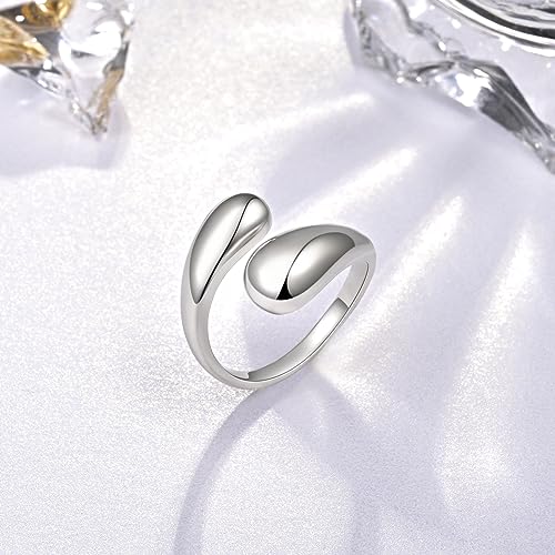 Fookduoduo 925 Sterling Silver Ring Inspirational Jewelry adjustable Wrap Open Rings for Women - style: Chunky Thick Rings