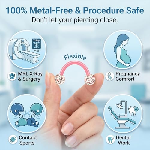 Zolure 10Pcs 14G Tongue Rings Acrylic Candy Color Tongue Piercing Jewelry Flexible Plastic Nipple Rings Tongue Barbells for Women 16mm - color: Pink+Blue 10pcs