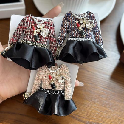 Fabric Dress Brooch Lapel Pin Lipstick Enamel Flower Cultured Pearl Crystal Pins Clip Suit Bags Backpack Scarf Clothes Accessories Brooches Fashion Jewelry for Women Mother - color: Red