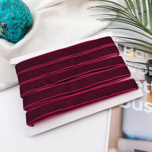 Velvet Choker Necklace for Women Goth Halloween Y2K Ribbon Collar Set - color: Wine-0.6''-20pcs
