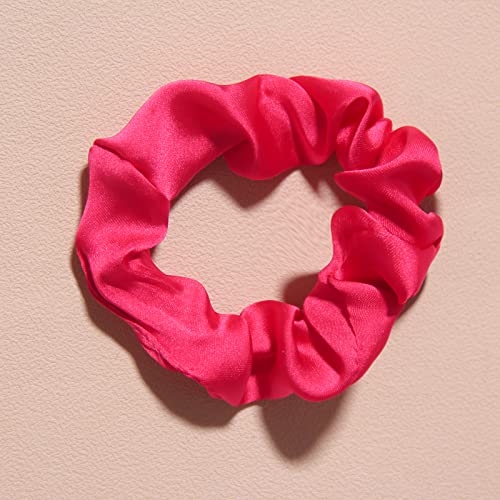 Pack of 2 Knotted Bow Hair Scrunchies Elastic Hair Scarf Black Hair Ties Bands Satin Hair Ribbon Scrunchy Red Ponytail Holder for Women and Girls, Hair Scarf Scrunchies, Hair Accessories Hair Bow - color: Hot pink