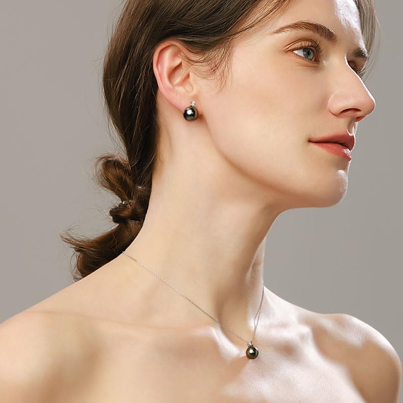 Pearl and Rhinestone Stud Earrings for Women Retro Statement Earrings Wedding Party Prom Jewelry - color: Zirconia Pearl-Black