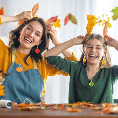 64 Pcs Fall Resin Charms Maple Leaf Pumpkin Acorn Autumn Pendant | 7 Styles, Flatback, Fall Charms for Jewelry Making, Thanksgiving Bracelet Necklace Earrings DIY Crafts Supplies - style: Fall Style