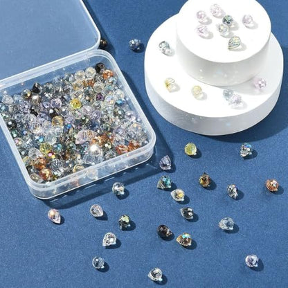 150Pcs Teardrop Glass Beads Electroplate Faceted Crystal Teardrop Beads Colorful Top Drilled Water Drop Charm Bead for Jewelry Making DIY Earring Bracelet Necklace - color: Mixed Color-F