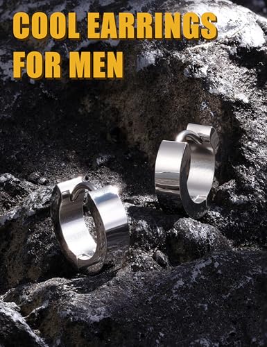 Jstyle Small Hoop Earring for Men Women Hypoallergenic Huggie Hoop Earrings | 316L Stainless Steel Earrings for Men, Non Tarnish Lightweight Sleeper Earrings, Mens Jewelry Gift, 18G, 9MM Inner Diameter - color: White