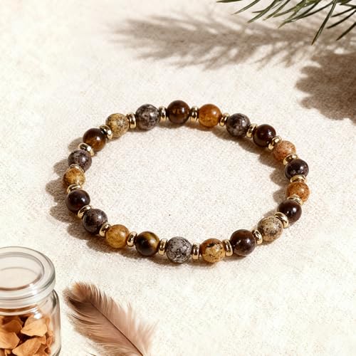 Beaded Necklaces for Women 3Pcs Colorful Boho Gemstone Bead Choker Summer Natural Stone Surfer Beach Bead Necklace Bracelets Earring Set Handmade Jewelry for Women Gift Jewelry Sets - color: Tiger eyes
